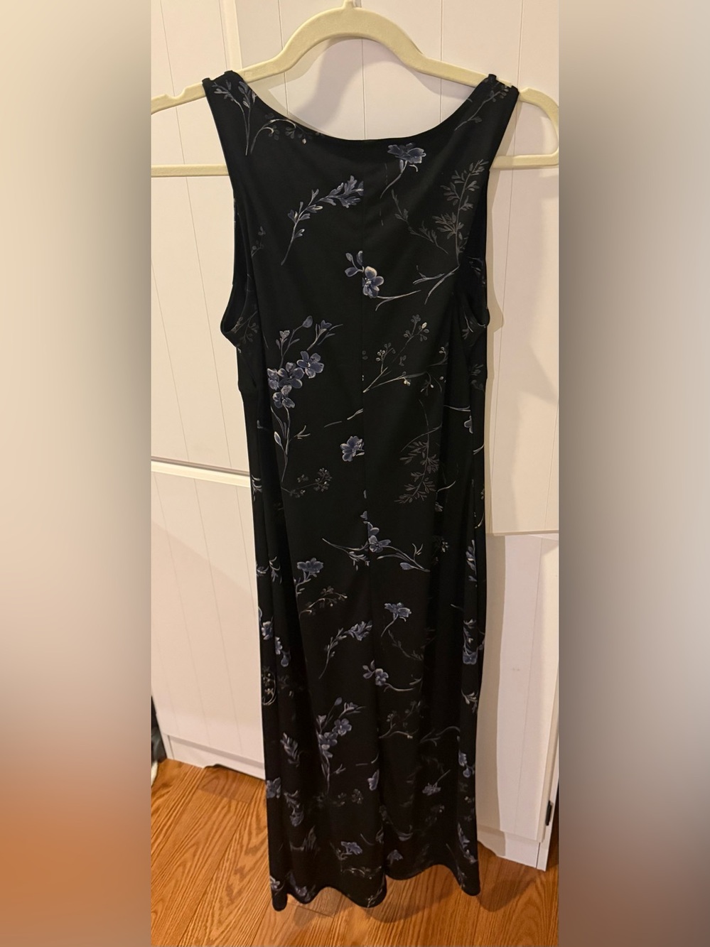 Vintage B. Moss Black Blue Floral Maxi Dress Whimsigoth Goth 90s Petite - Picture 2 of 6